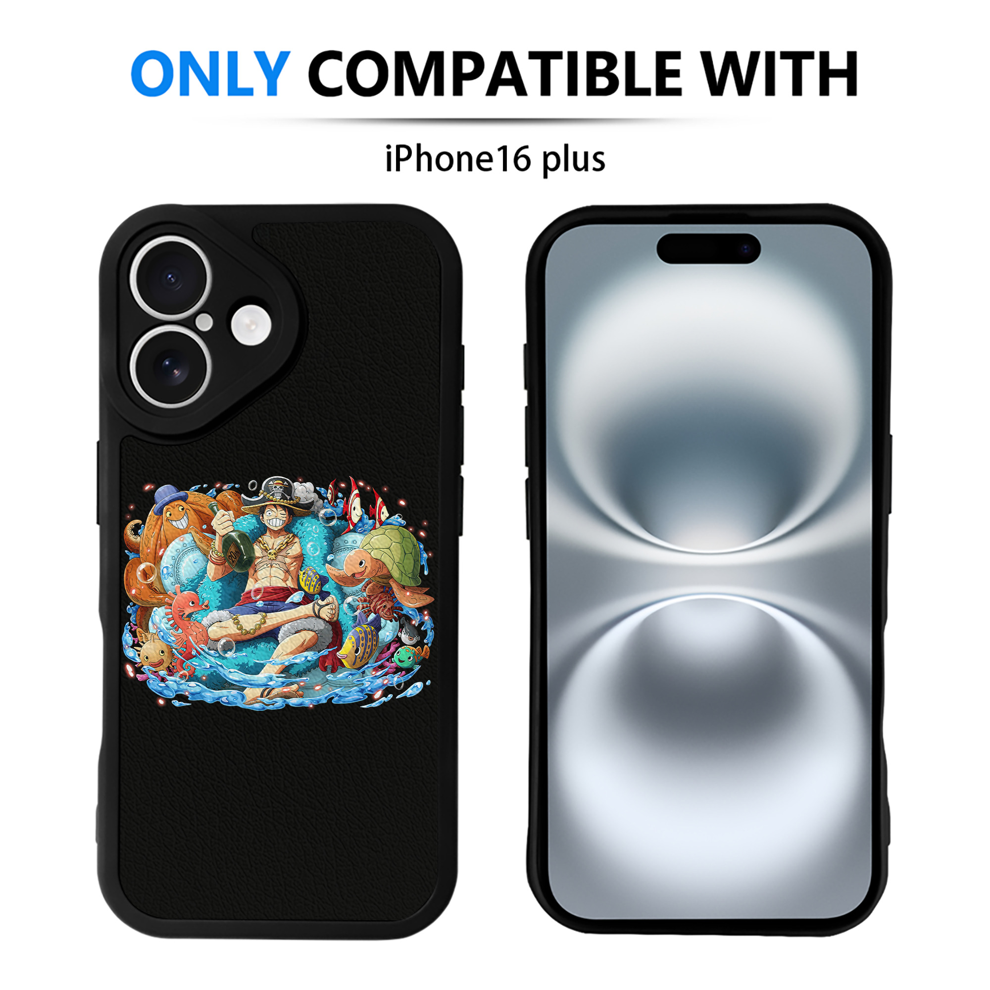 （画像用） ワンピース モンキー・D・ルフィ ONE PIECE Monkey D. Luffy 【iPhone 16シリーズ対応】シリコンスマホケース（レザー調） 材質：シリコン
